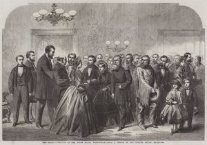 Réception du Nouvel An à la Maison Blanche, Washington (gravure) - English School