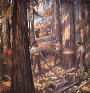 Nouveau-Brunswick, William Davidson, premier bûcheron du Canada, coupant des mâts pour la marine britannique