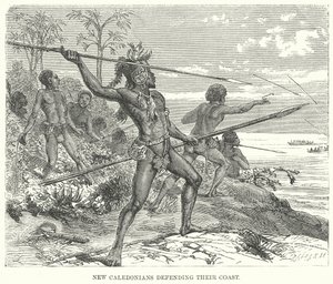Les Néo-Calédoniens défendant leur côte (gravure)