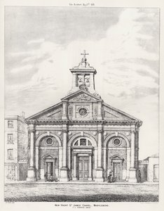Nouvelle façade, chapelle St James, Marylebone (gravure)