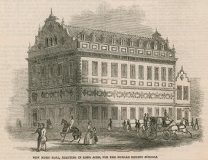 Nouveau Music Hall, en construction à Long Acre, pour les écoles de chant Hullah