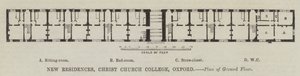 Nouvelles Résidences, Christ Church College, Oxford, Plan du Rez-de-Chaussée (gravure) - English School
