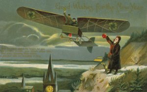 Carte de vœux du Nouvel An avec un avion - English School