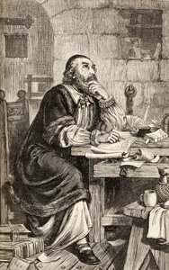 Nicholas Ridley écrivant des lettres en prison en attendant son exécution, c.1865