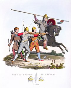 Chevalier normand et archers, 1066, de Ancient Armour, par Samuel Rush Meyrick, 1824