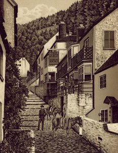 North Devon : Clovelly, rue principale - English School