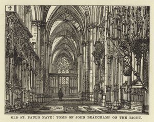 Ancienne cathédrale de St Paul, nef, tombeau de John Beauchamp à droite