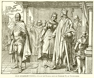 Anciens types souabes. Ernst de Souabe devant Conrad II à Ingelheim - English School