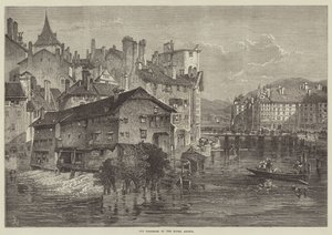 Vieilles tanneries sur le Rhône, Genève (gravure)