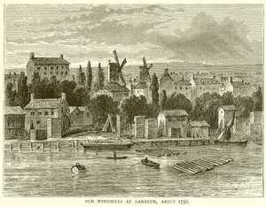 Vieux Moulins à Vent à Lambeth, vers 1750 - English School