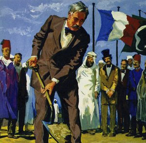 Le 25 avril 1859, de Lesseps a retourné la première pelletée de terre du canal de Suez - English School
