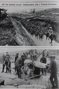 Sur le front britannique - Highlanders et un obusier de tranchée, 1914-18 - English School