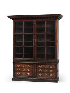 Une des deux bibliothèques George II, vers 1750 - English School