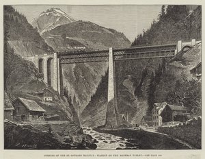 Ouverture du chemin de fer du Saint-Gothard, viaduc dans la vallée de Maderan - English School