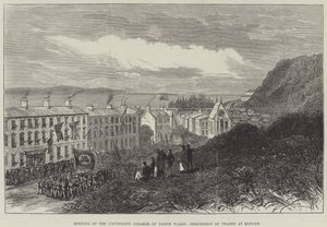 Ouverture du University College of North Wales, procession des métiers à Bangor (gravure) - English School