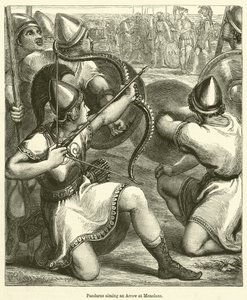 Pandarus visant une flèche sur Ménélas (gravure) - English School