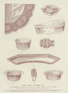 Étuis en papier, ornements, etc.