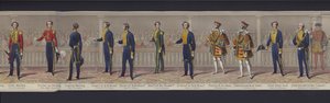 Partie du panorama du mariage de la reine Victoria, vers 1840 (aquatinte colorée à la main)