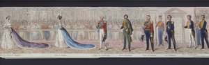 Partie du panorama du mariage de la reine Victoria, vers 1840 (aquatinte colorée à la main)