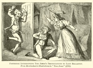 Partridge interrompant les protestations de Tom Jones à Lady Bellaston - English School
