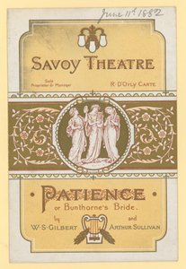 Patience ; ou la fiancée de Bunthorne par W S Gilbert et Arthur Sullivan - English School