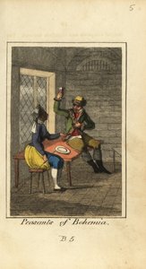 Paysans de Bohême buvant du vin dans une taverne - English School