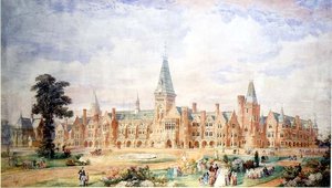 Conception en perspective pour une école ou un collège, vers 1865 - English School