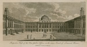 Vue en perspective des nouveaux bureaux publics dans la cour intérieure de Somerset House - English School