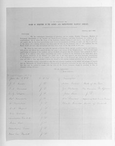 Pétition aux Directeurs de la Compagnie des Chemins de fer de Londres et du Nord-Ouest au nom d