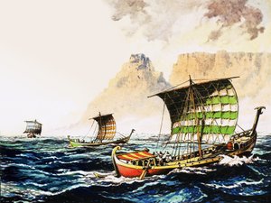 Les explorateurs phéniciens envoyés par un pharaon égyptien pour naviguer autour de la côte de l