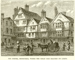 Pie Corner, Smithfield, où le Grand Incendie a atteint ses limites - English School