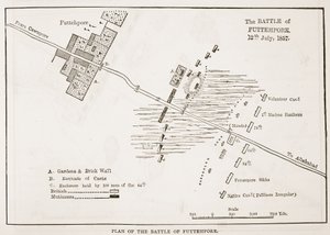 Plan de la bataille de Futtehpore, 12 juillet 1857, de Cassells Illustrated History of England
