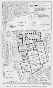 Plan des marchés et des bâtiments municipaux (gravure) - English School