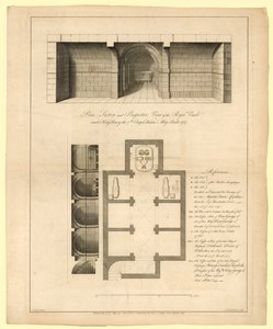 Plan de la voûte royale sous la chapelle du roi Henri VII, abbaye de Westminster, construite en 1737