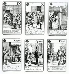 Cartes à jouer représentant les événements de l