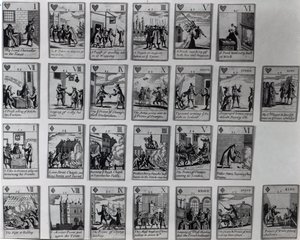 Cartes à jouer représentant des épisodes de la Glorieuse Révolution de 1688-89, vers 1689 - English School