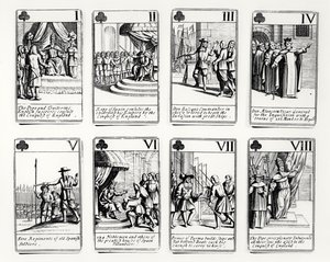 Cartes à jouer représentant des événements de l