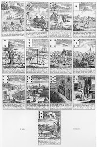 Cartes à jouer satirisant les entreprises spéculatives, vers 1720