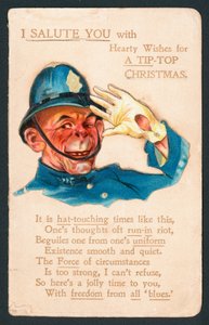 Officier de police saluant, carte de Noël