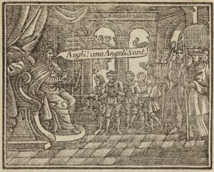 Le Pape Grégoire et les Angeli : Grégoire le Grand rencontrant des jeunes Anglo-Saxons sur un marché aux esclaves - English School