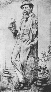 Portrait de Charles Dickens (1812-70), de Drinking with Dickens écrit par Cedric Charles Dickens - English School