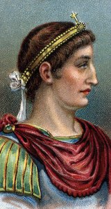 Portrait de Constantin le Grand (Constantin Ier le Grand, 270-337) - De la série Leaders of Men - Chromolithographie - École anglaise, 20e siècle.
