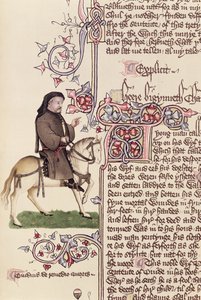 Portrait de Geoffrey Chaucer (c.1342-1400) fac-similé des Contes de Canterbury par Geoffrey Chaucer (c.1342-1400) - English School