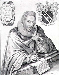 Portrait de Sir Thomas Overbury (1581-1613) écrivant son épitaphe, gravé par Renold Elstrack (1571-c.1630) 1613 - English School