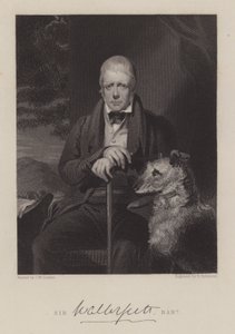 Portrait de Sir Walter Scott, avec chien - English School
