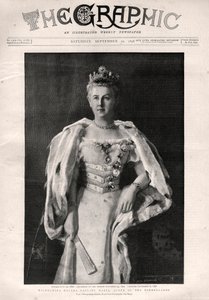 Portrait de Wilhelmina des Pays-Bas (1880-1962), reine des Pays-Bas - Première page du journal « The Graphic » - English School