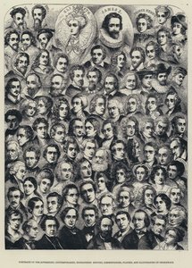 Portraits des souverains, contemporains, biographes, éditeurs, commentateurs, acteurs et illustrateurs de Shakespeare - English School