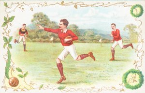 Carte postale avec des hommes jouant au rugby