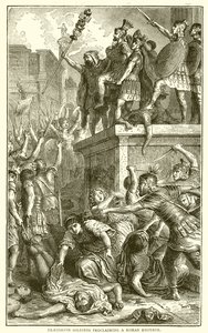 Soldats prétoriens proclamant un empereur romain - English School