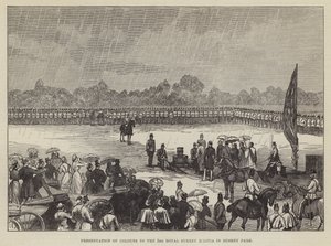 Présentation des couleurs à la 3e milice royale du Surrey à Bushey Park - English School
